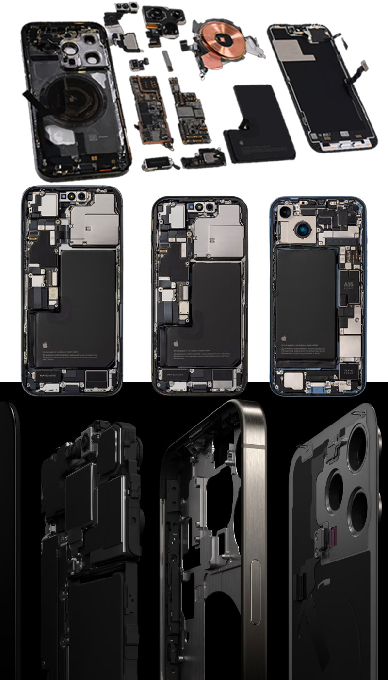 iPhone disassembled parts (center visual)